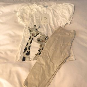 Girls size 7 Mayoral 2 piece outfit- tshirt and pants